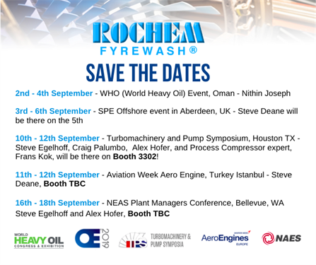 list of shows attended by Rochem team in sEPTEMBER 2019
